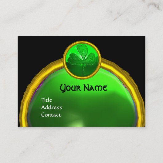 ST PATRICK'S DAY GREEN SHAMROCK GEMSTONE JEWEL VISITEKAARTJE (Voorkant)
