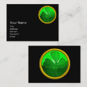 ST PATRICK'S DAY GREEN SHAMROCK GEMSTONE JEWEL VISITEKAARTJE (Voorkant / Achterkant)