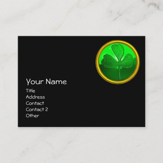ST PATRICK'S DAY GREEN SHAMROCK GEMSTONE JEWEL VISITEKAARTJE (Voorkant)