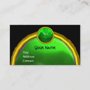 ST PATRICK'S DAY GREEN SHAMROCK GEMSTONE JEWEL VISITEKAARTJE