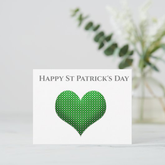 St Patrick's Day Green Shamrock Heart Briefkaart (Staand voorkant)