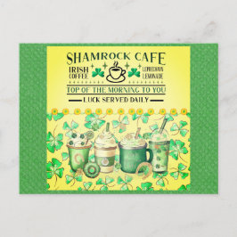 St. Patricks Day Green Shamrock Irish Cafe Briefkaart