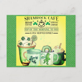 St. Patricks Day Green Shamrock Irish Cafe Briefkaart