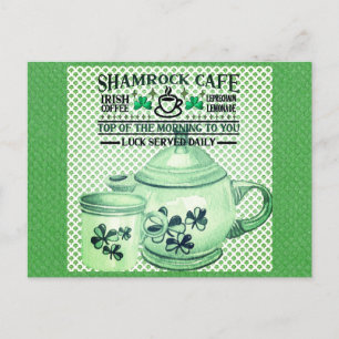 St. Patricks Day Green Shamrock Irish Cafe Briefkaart