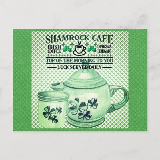St. Patricks Day Green Shamrock Irish Cafe Briefkaart (Voorkant)