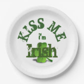 St Patricks Day Green Shamrock Kiss Ik ben Iers Papieren Bordje (Voorkant)