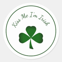 St. Patrick's Day Green Shamrock Kiss Ik ben Iers Ronde Sticker