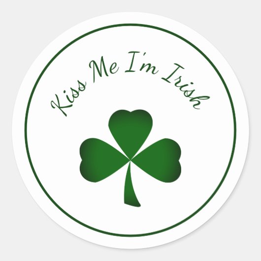 St. Patrick's Day Green Shamrock Kiss Ik ben Iers Ronde Sticker (Voorkant)