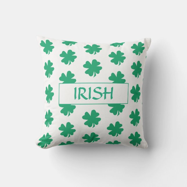 St Patrick's Day Green Shamrock Leaf Pattern Iers Buitenkussen (Voorkant)