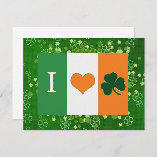 St Patricks Day Green Shamrock Love Briefkaart (Voorkant / Achterkant)