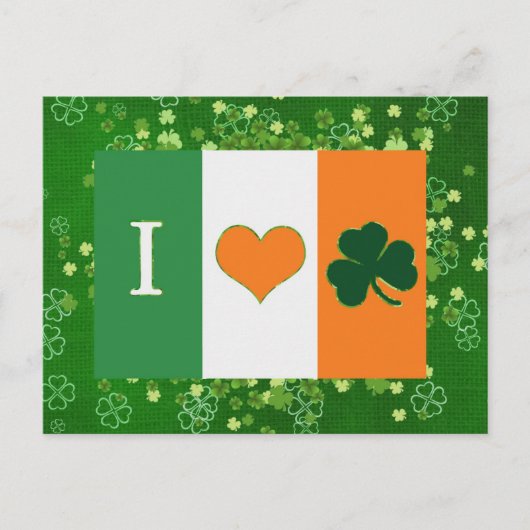 St Patricks Day Green Shamrock Love Briefkaart (Voorkant)
