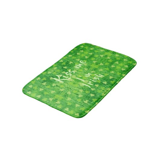 St Patrick's Day Green Shamrock Pattern Bath Mat (Gekanteld)