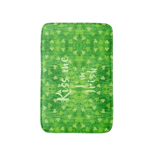 St Patrick's Day Green Shamrock Pattern Bath Mat (Voorkant Verticaal)