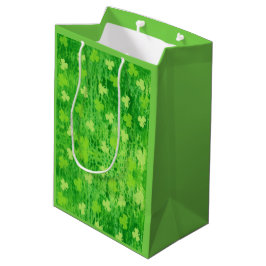St Patrick's Day Green Shamrock Pattern Gift Bag Medium Cadeauzakje