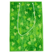 St Patrick's Day Green Shamrock Pattern Gift Bag Medium Cadeauzakje (Voorkant)