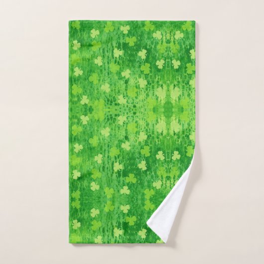 St Patrick's Day Green Shamrock Pattern Hand Towel Handdoek (Handdoek)