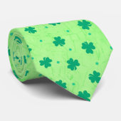 St. Patrick's Day Green Shamrock Pattern Irish Stropdas (Opgerold)