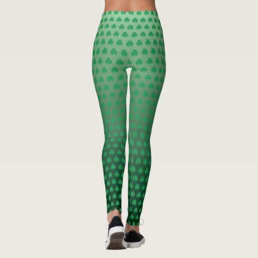 St Patricks Day Green Shamrock Pattern Leggings (Achterkant)