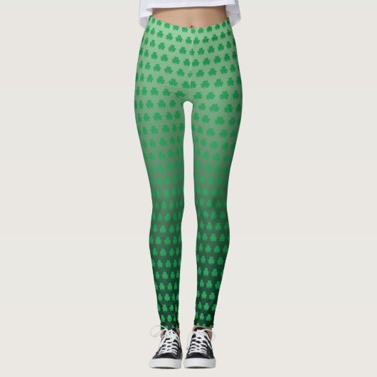 St Patricks Day Green Shamrock Pattern Leggings (Voorkant)