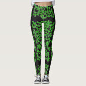 St. Patricks Day Green Shamrock Pattern op Black Leggings (Voorkant)