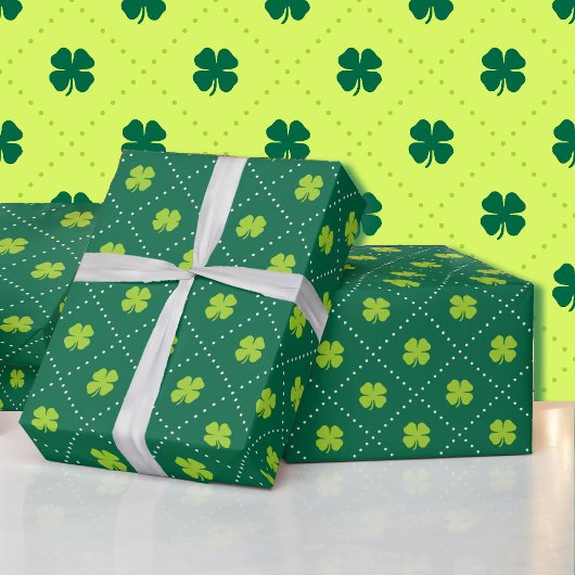 St Patrick's Day Green Shamrock Pattern Schattige Cadeaupapier