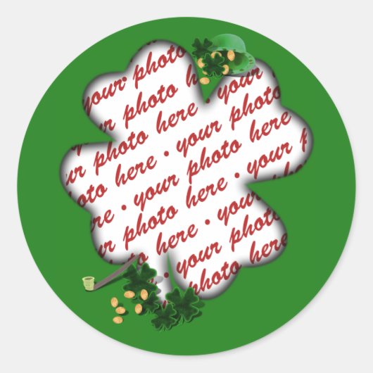 St Patrick's Day Green Shamrock Photo Lijst Ronde Sticker (Voorkant)
