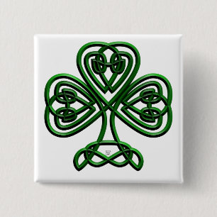 St Patricks Day Green Shamrock Vierkante Button 5,1 Cm