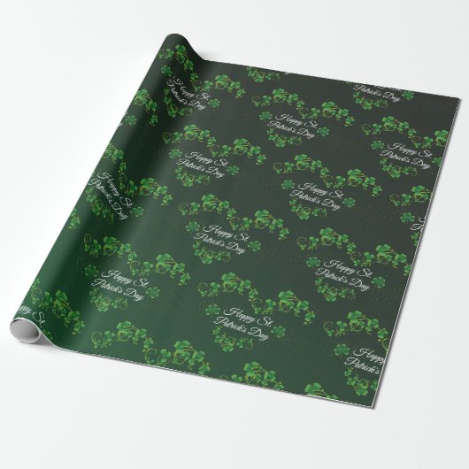 St. Patrick's Day Green Shamrock Vine Irish Party Cadeaupapier (Uitgerold)