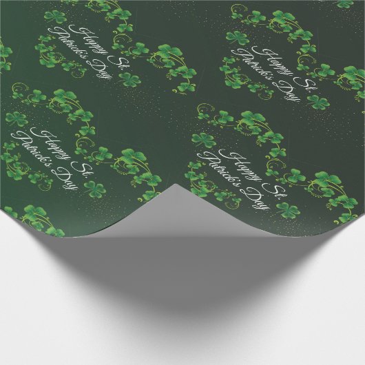 St. Patrick's Day Green Shamrock Vine Irish Party Cadeaupapier (Hoek)