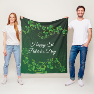 St. Patrick's Day Green Shamrock Vine Irish Party Fleece Deken