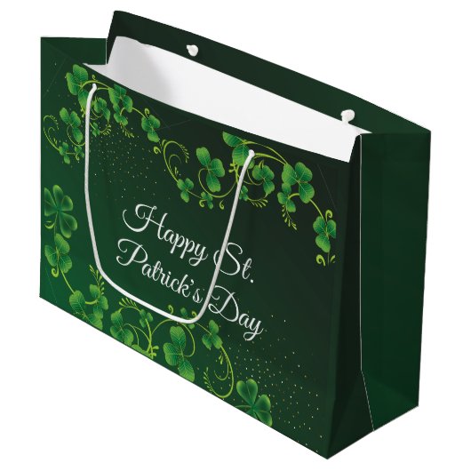 St. Patrick's Day Green Shamrock Vine Irish Party Groot Cadeauzakje (Voorkant Gekanteld)