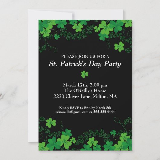 St. Patrick's Day Green Shamrock Vine Irish Party Kaart (Voorkant)
