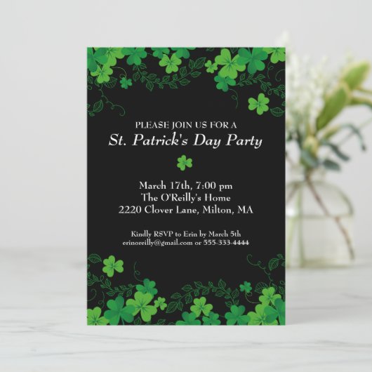 St. Patrick's Day Green Shamrock Vine Irish Party Kaart (Staand voorkant)