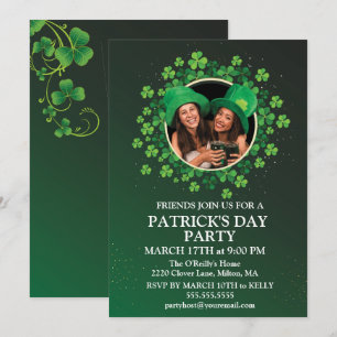 St. Patrick's Day Green Shamrock Vine Irish Party Kaart