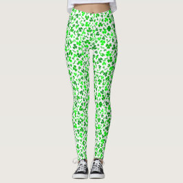 St Patrick's Day Green Shamrocks Confetti Leggings