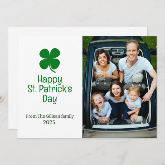 St. Patrick's Day Green Shamrocks familiefoto Feestdagenkaart (Voorkant / Achterkant)