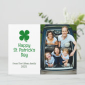St. Patrick's Day Green Shamrocks familiefoto Feestdagenkaart (Staand voorkant)