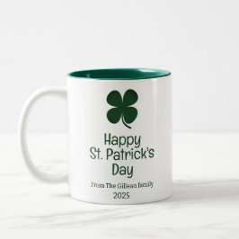 St. Patrick's Day Green Shamrocks familiefoto Tweekleurige Koffiemok