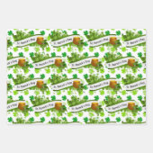 St. Patrick's Day Green Shamrocks Leprechaun Fun 3 Inpakpapier Vel (Voorkant)