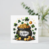 St Patrick's Day Green Shamrocks Pot of Gold Desig Feestdagenkaart (Staand voorkant)
