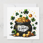 St Patrick's Day Green Shamrocks Pot of Gold Desig Feestdagenkaart (Voorkant)
