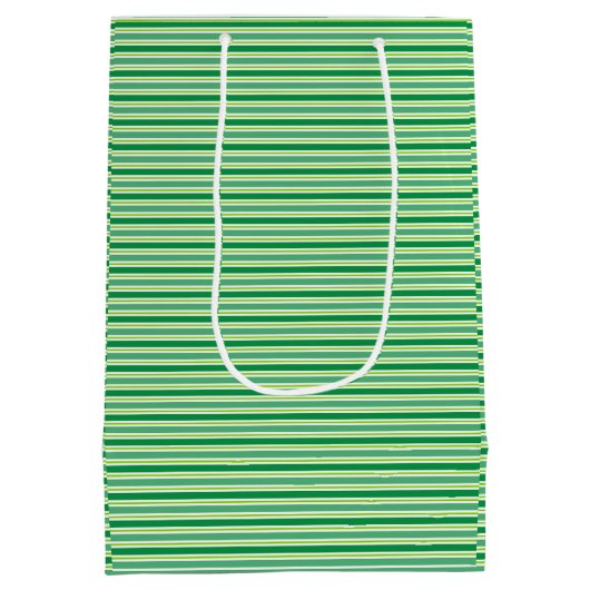 St. Patrick's Day Green Stripes Pattern-54608 Medium Cadeauzakje (Achterkant)