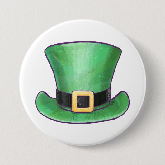 St Patrick's Day Green Top Hat Ronde Button 7,6 Cm (Voorkant)