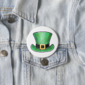 St Patrick's Day Green Top Hat Ronde Button 7,6 Cm (In situ)