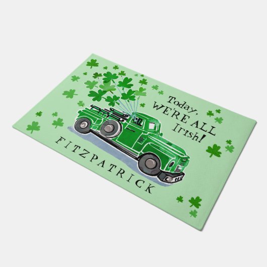 St. Patrick's Day Green Truck Naam toevoegen Deurmat (Schuin)