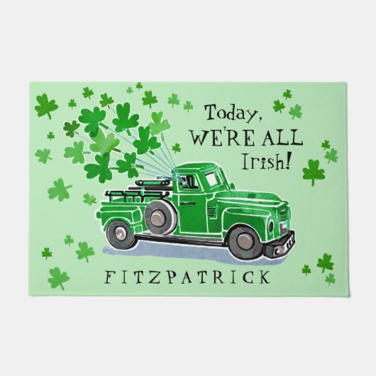 St. Patrick's Day Green Truck Naam toevoegen Deurmat (Voorkant)
