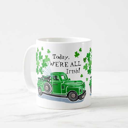 St. Patrick's Day Green  Truck Naam toevoegen Koffiemok (Voorkant links)