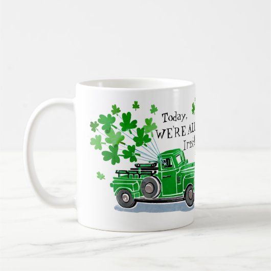 St. Patrick's Day Green  Truck Naam toevoegen Koffiemok (Links)