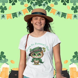 St. Patrick's Day Green Uil gepersonaliseerd meisj T-shirt