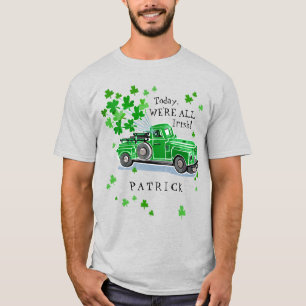 St. Patrick's Day Green Vintage Truck voegt naam t T-shirt